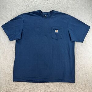 Carhartt Original Fit Tee Short Sleeve Mens 2XL Crew Neck Pocket T-Shirt Blue